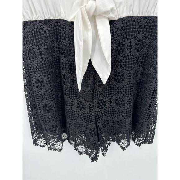 Sandro Paris Black Lace Bottom Shorts Romper Size 2/ US 6 Medium - Picture 3 of 10